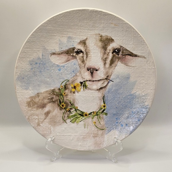 Pier 1 Imports Ironstone Easter Lamb with Daisy Chain sheep‎ salad plate - Picture 4 of 6